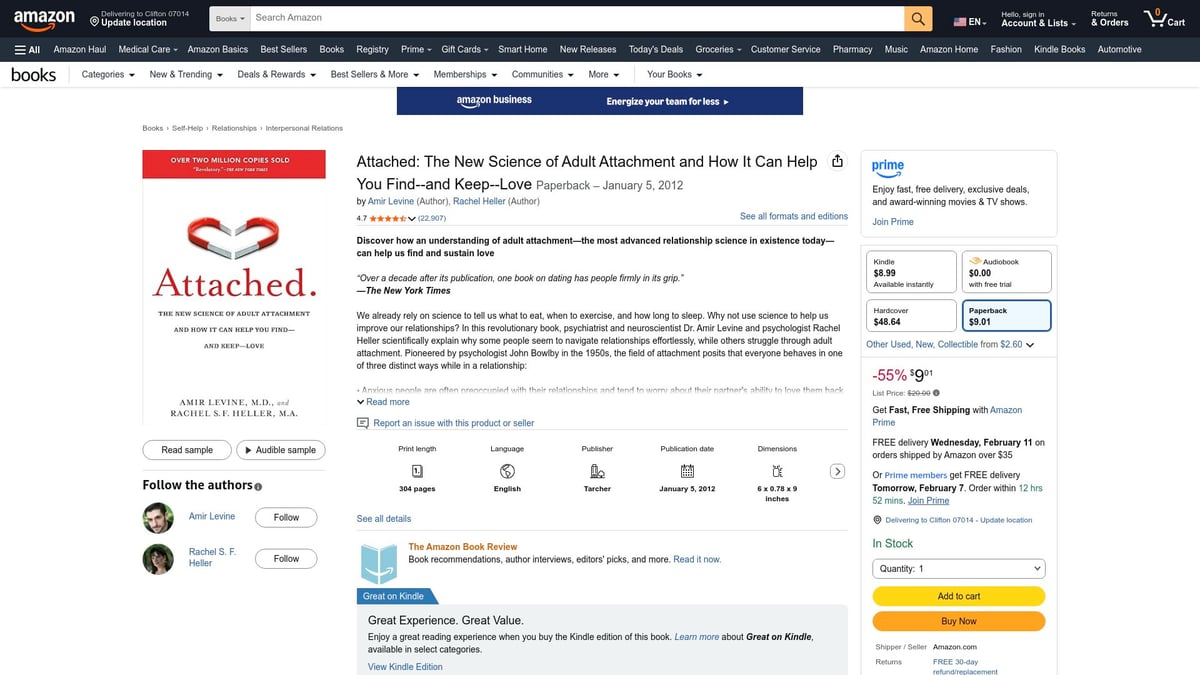 Top 9 Books on Relationships to Read in 2026 - Attached: The New Science of Adult Attachment and How It Can Help You Find—and Keep—Love by Amir Levine & Rachel Heller