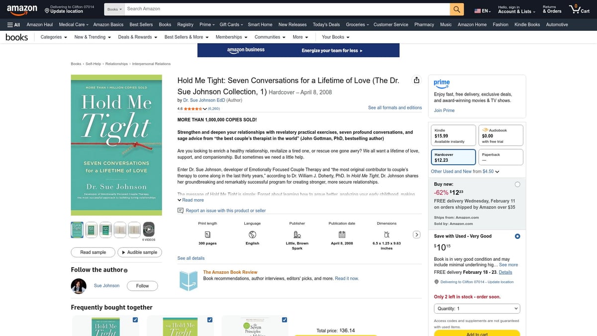Top 9 Books on Relationships to Read in 2026 - Hold Me Tight: Seven Conversations for a Lifetime of Love by Dr. Sue Johnson