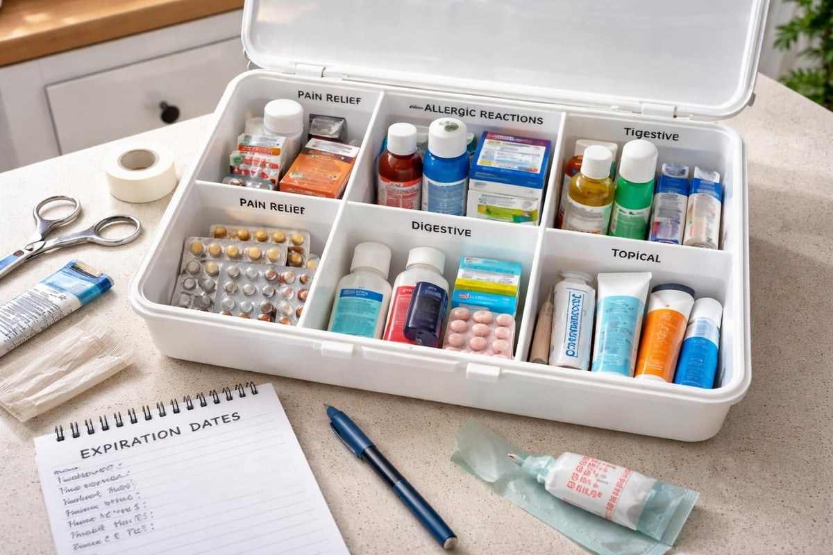 Medication organization in first aid kit