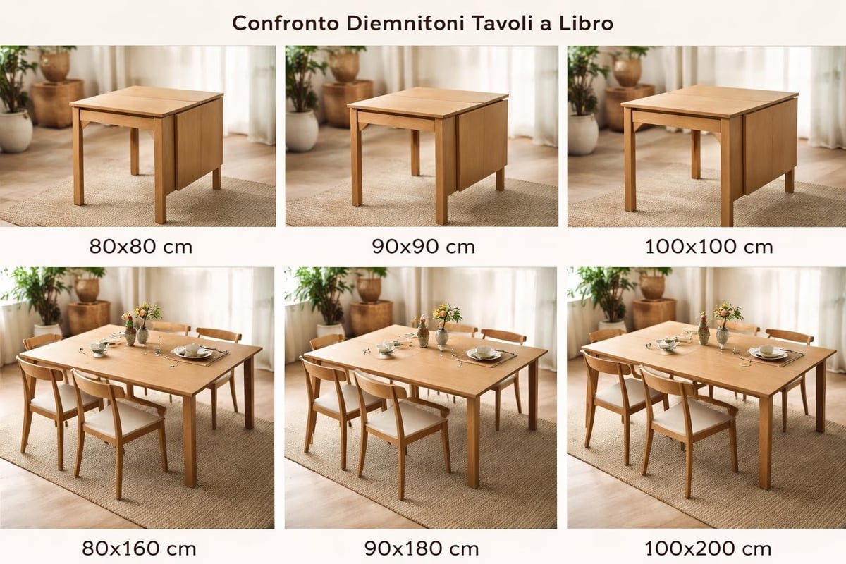 Dimensioni tavoli a libro