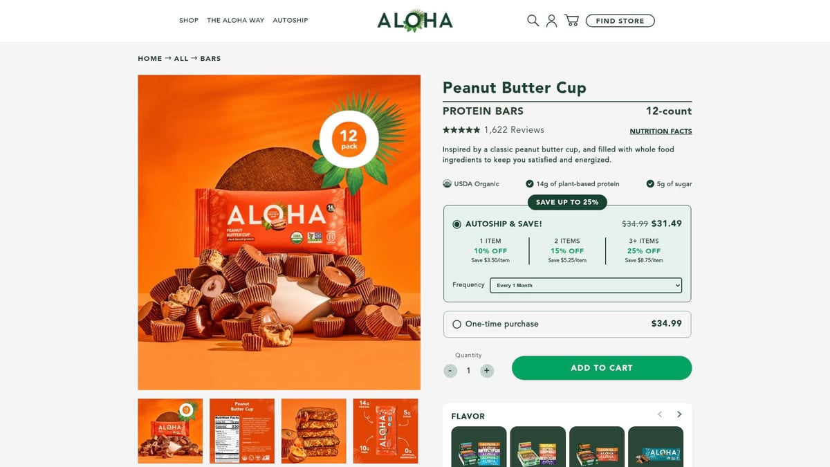 Top 8 Low Calorie Protein Bars to Try in 2026 - ALOHA Peanut Butter Cup Protein Bar