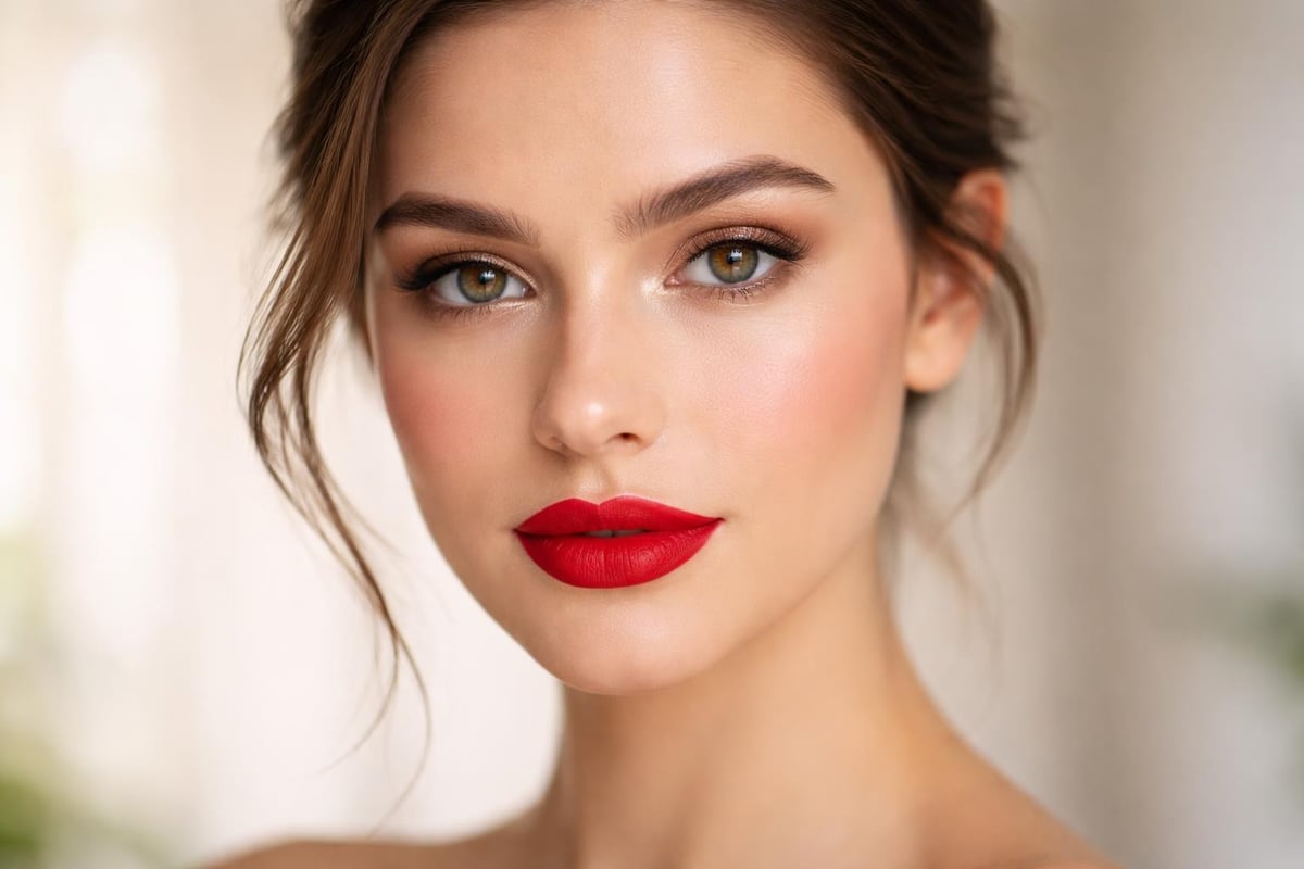 Complete red lip makeup look