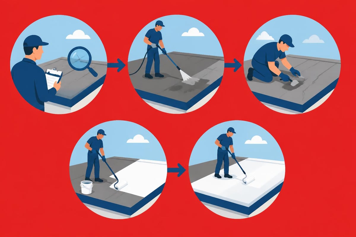 Roof restoration stages