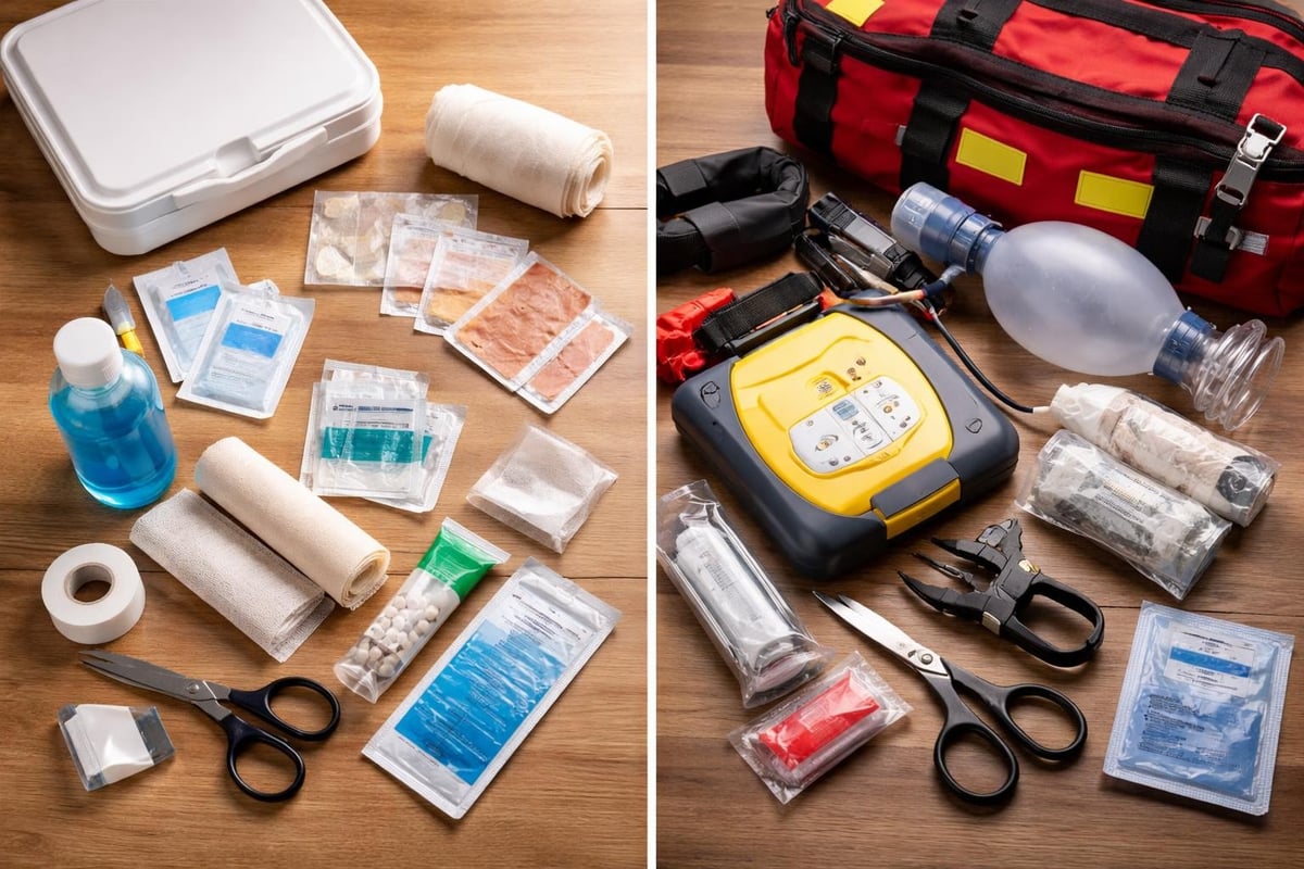 First aid versus emergency response supplies