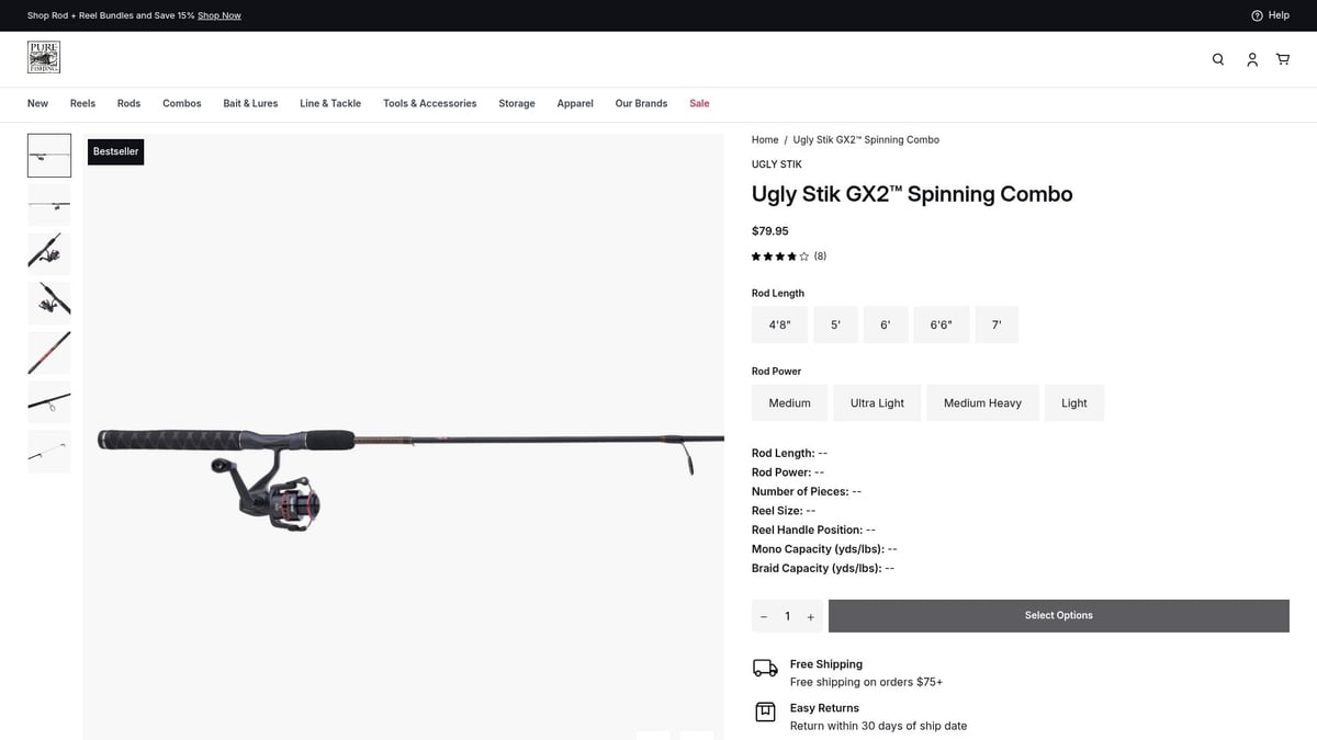 10 Must-Have Freshwater Fishing Gear Picks for 2025 - Ugly Stik GX2 Spinning Combo