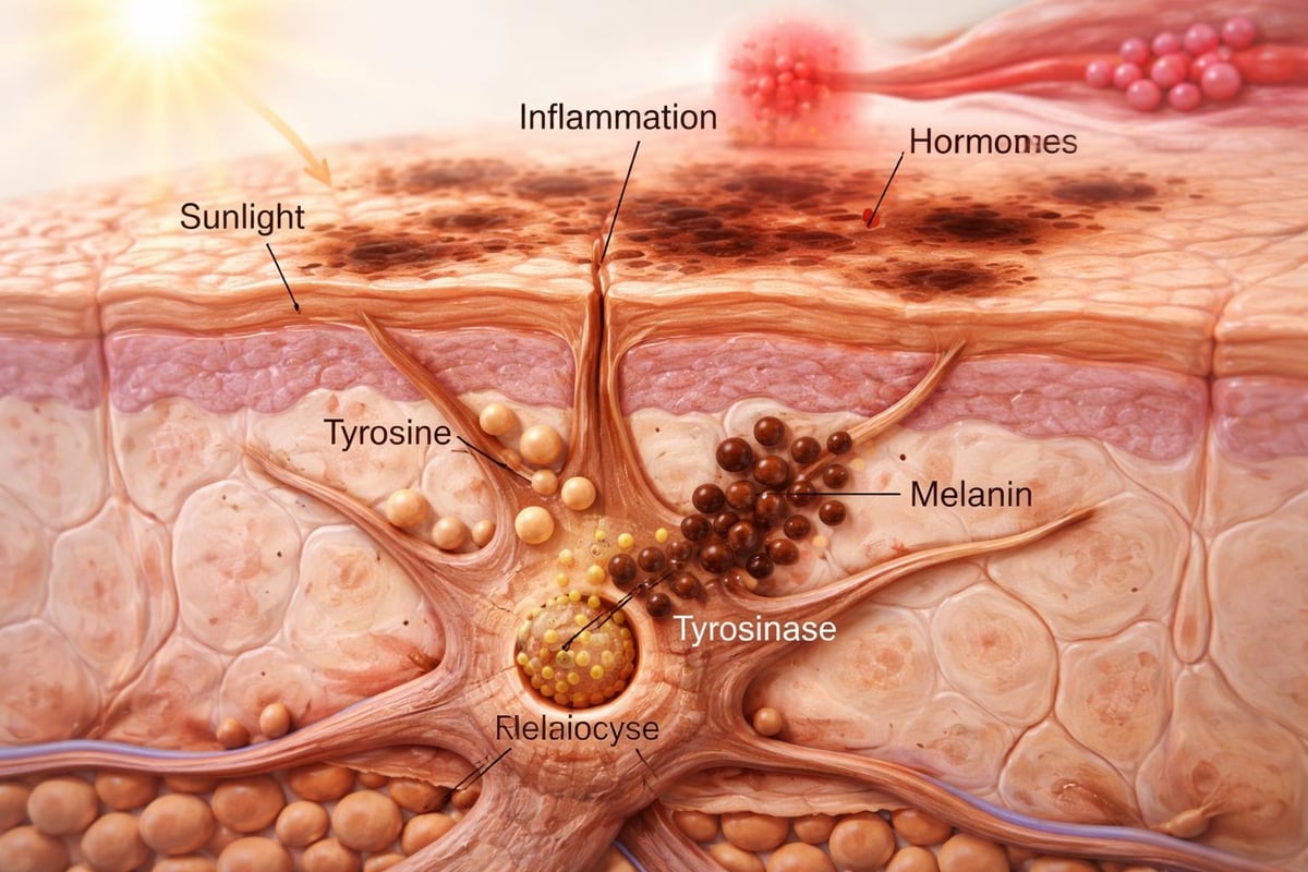 Melanin production and hyperpigmentation formation
