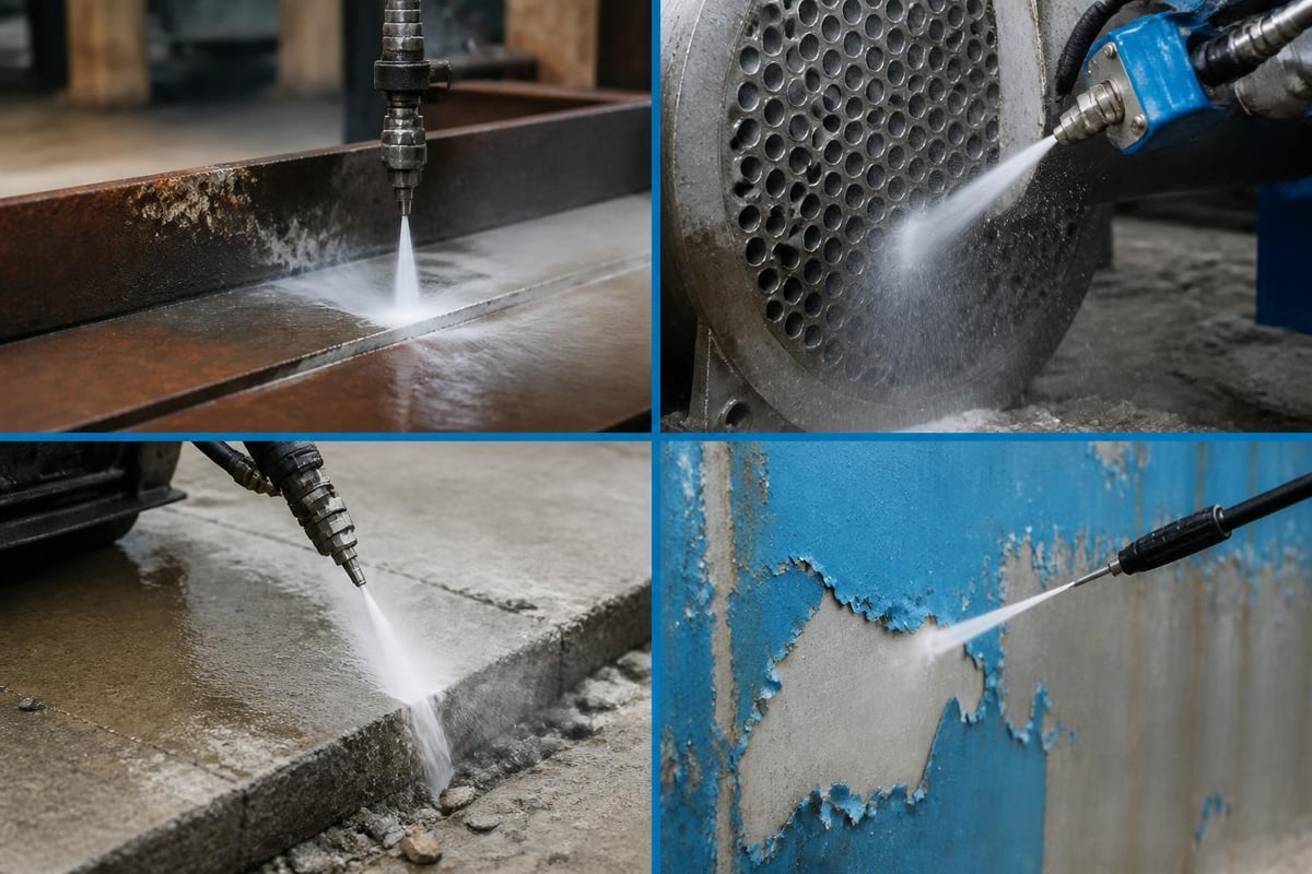 Water jetting applications in industrial manufacturing