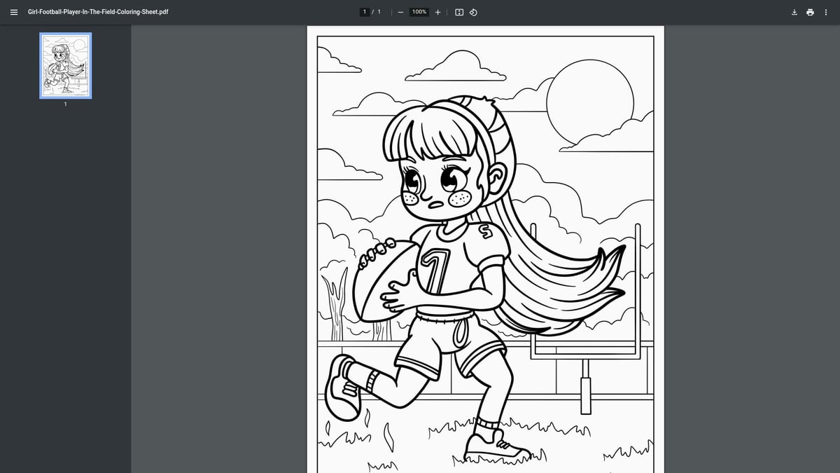 12 Best Football Coloring Pages for Kids in 2026 - Girl Football Player In The Field – Monday Mandala