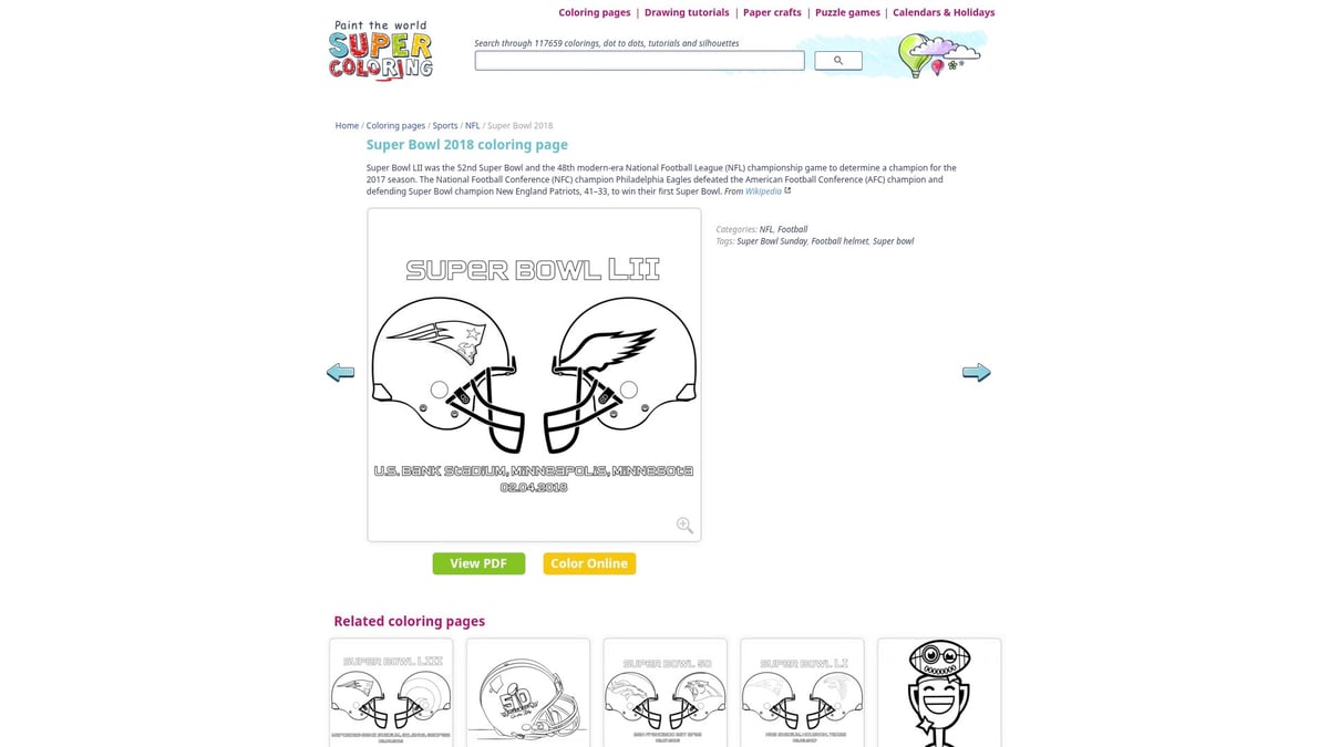 12 Best Football Coloring Pages for Kids in 2026 - Super Bowl 2018 – Supercoloring