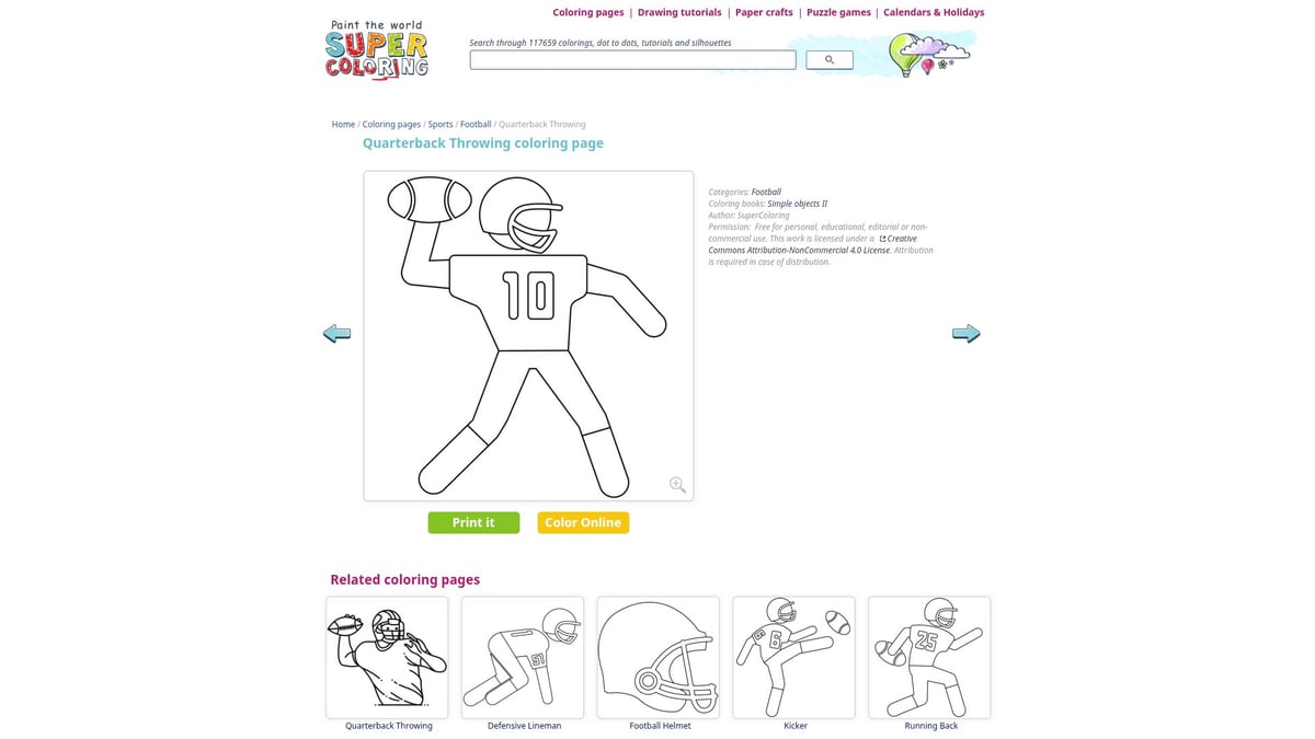 12 Best Football Coloring Pages for Kids in 2026 - Quarterback Throwing – Supercoloring