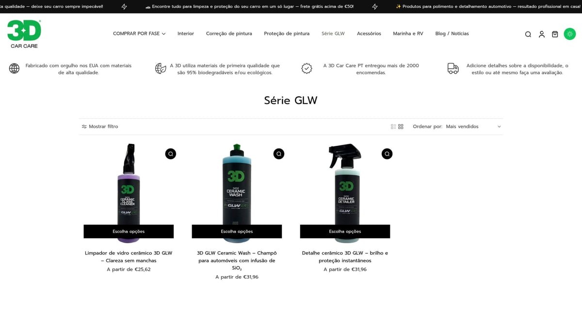 9 Produtos Carro Indispensáveis ​​​​Para 2025 - 3D Car Care Série GLW – Kit de Detalhamento Ecológico
