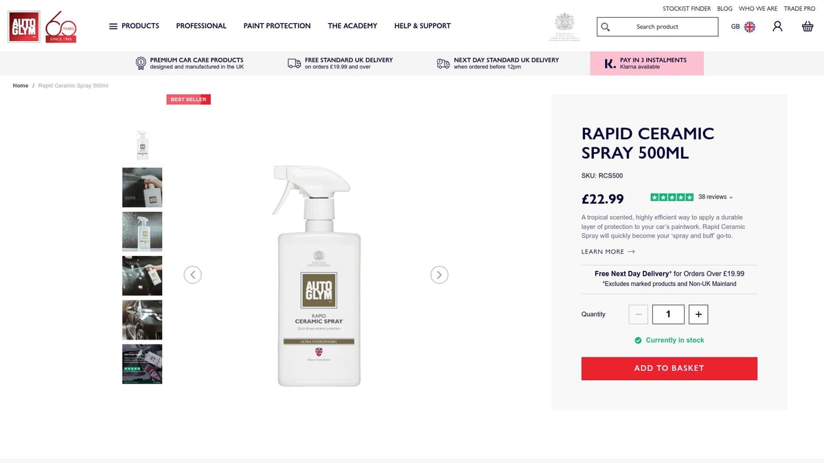 9 Produtos Carro Indispensáveis ​​​​Para 2025 - Autoglym Rapid Ceramic Spray