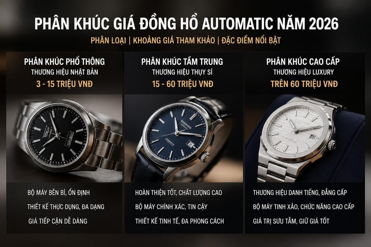 Phân khúc giá đồng hồ automatic