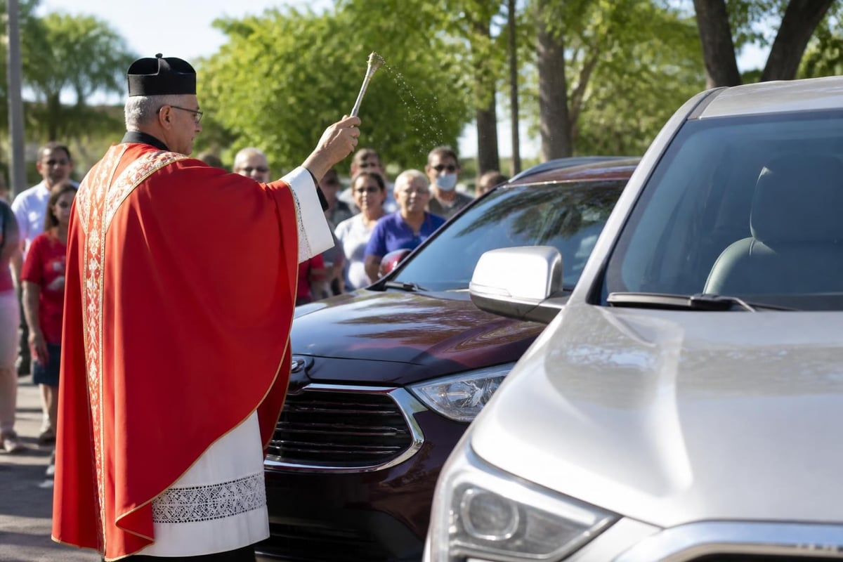St Christopher medal blessing ceremony