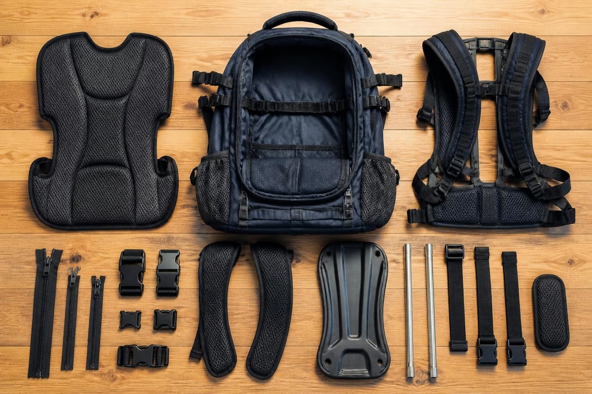 Backpack components requiring special care