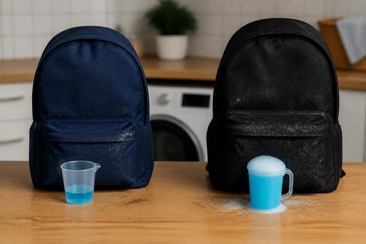 Proper detergent dosing for backpack washing