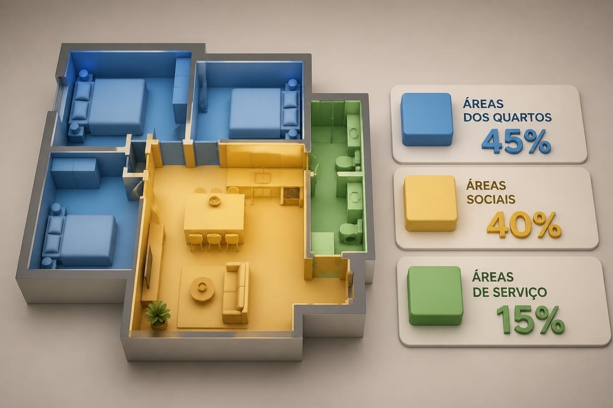 Distribuição de ambientes em planta residencial