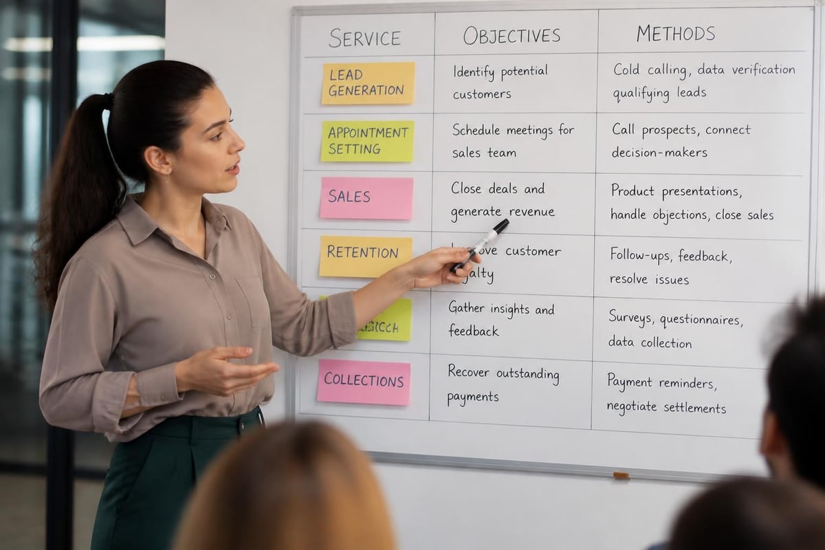 Outbound call center service categories
