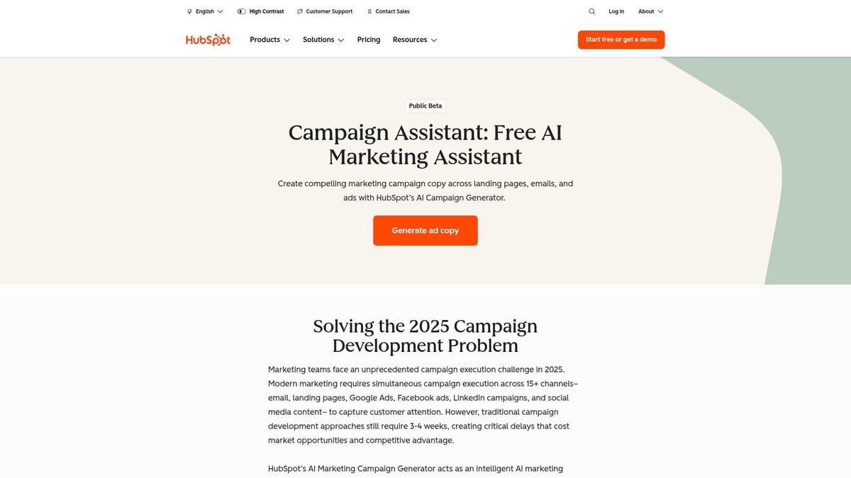10 Top AI Tools for Marketing to Transform Your Strategy in 2025 - HubSpot Campaign Assistant
