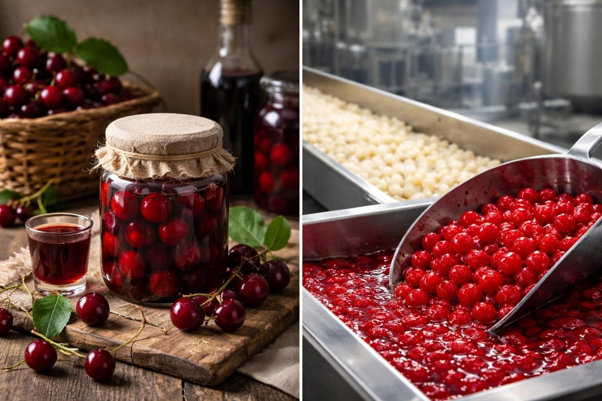 Maraschino cherry production evolution