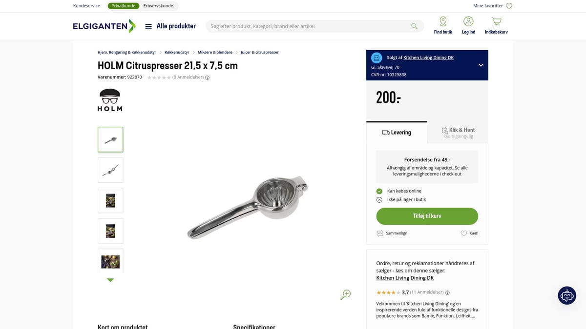 7 Smarte Citrus Presser Til Dit K&oslash;kken 2026 - HOLM Citruspresser 21,5 x 7,5 cm