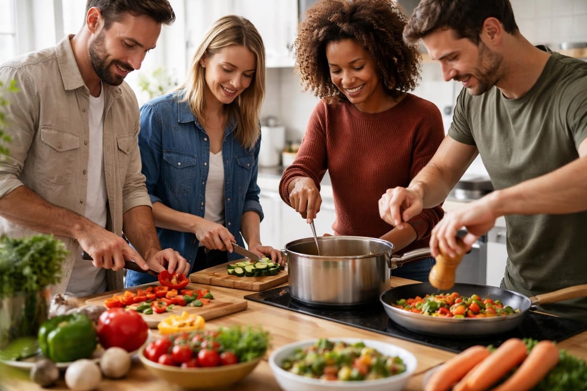 Teamwork beim gemeinsamen Kochen