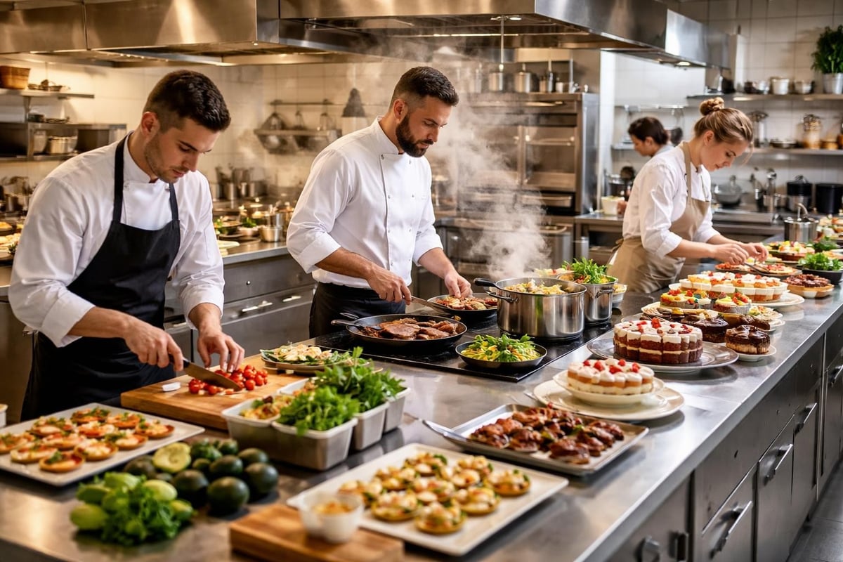 Verschiedene Kochstationen