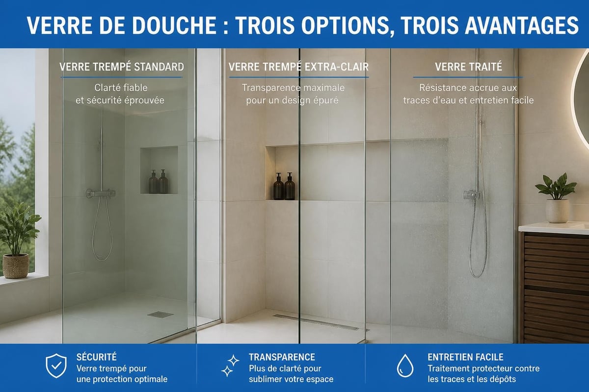 Types de verre pour douche