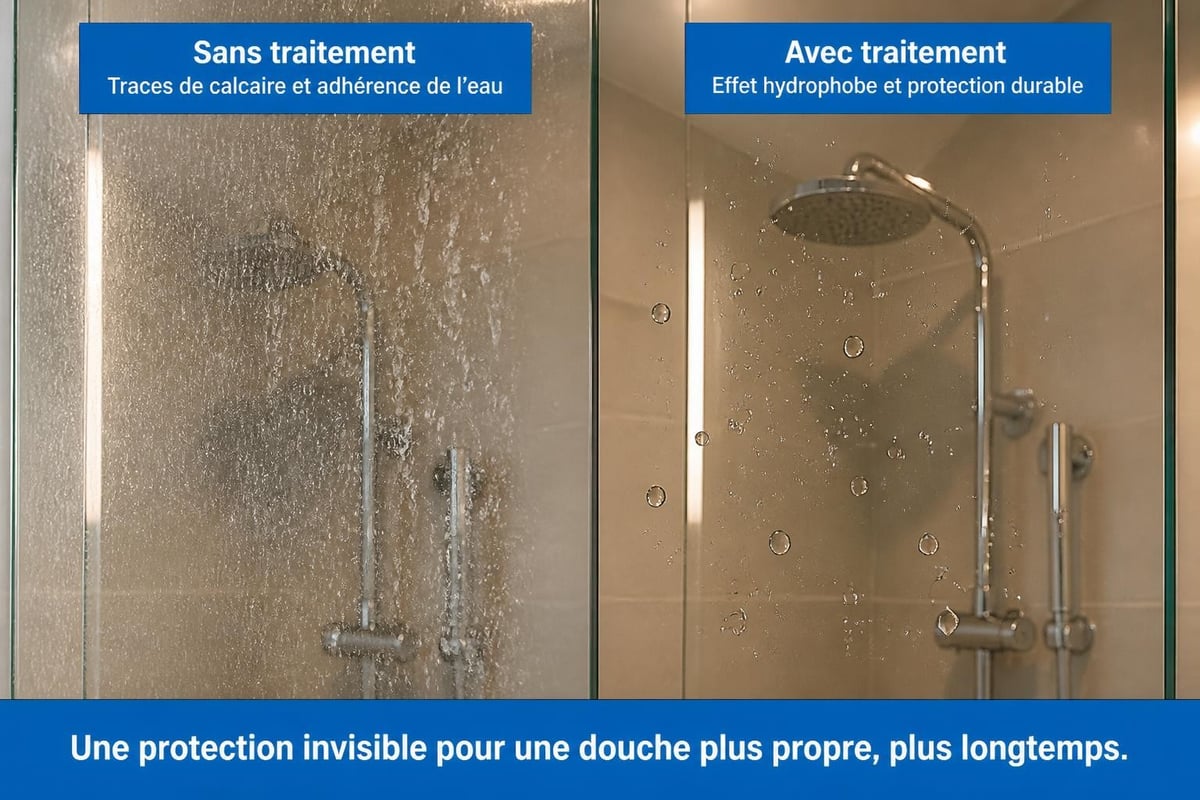 Traitements pour vitrage de douche