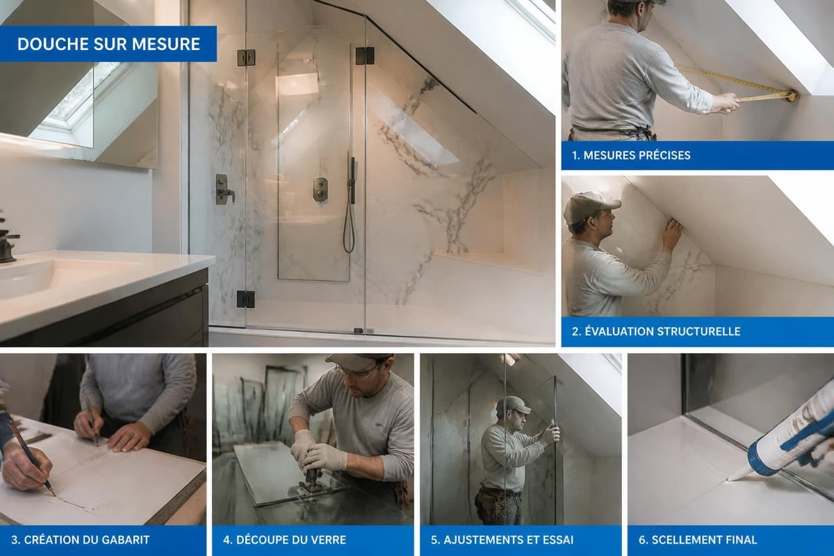 Installation vitrage douche sur mesure
