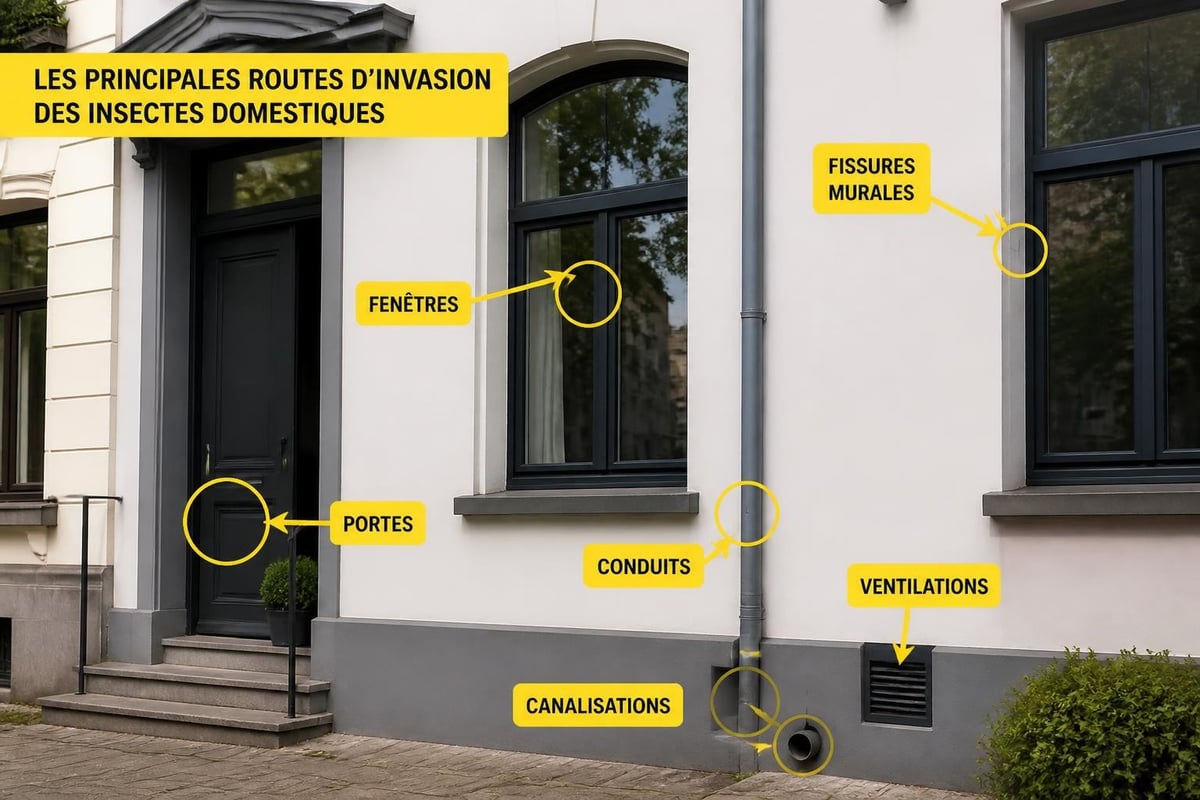 Points d'entrée des insectes dans les habitations