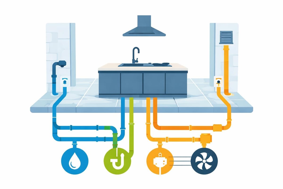Technische Kücheninsel-Planung