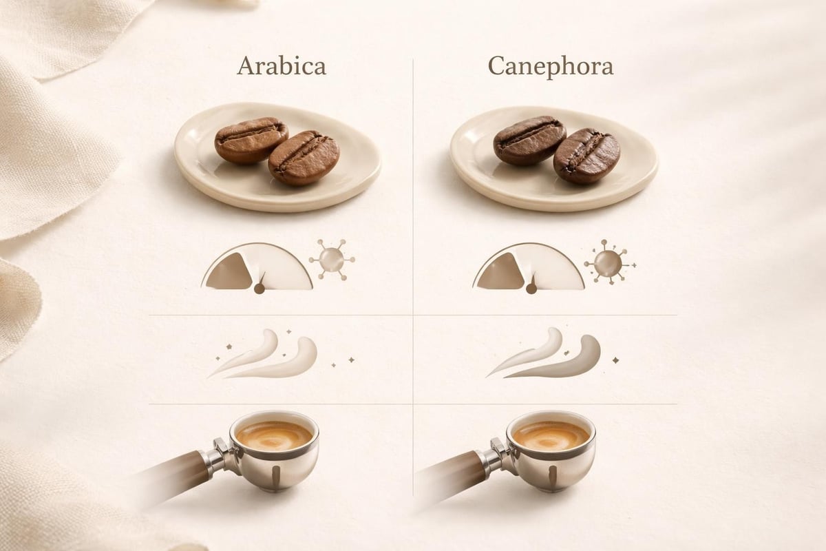 Arabica und Canephora Bohnen Vergleich
