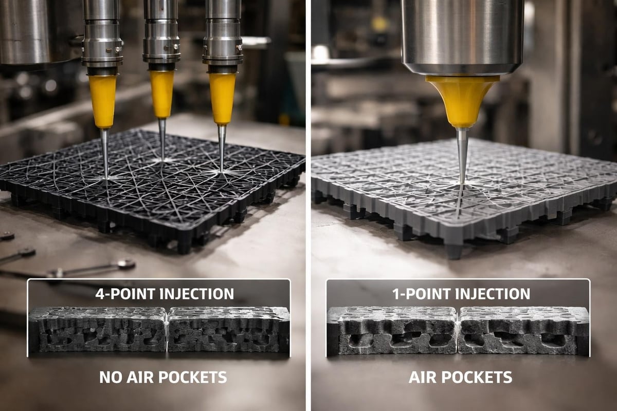 Four-point injection molding process