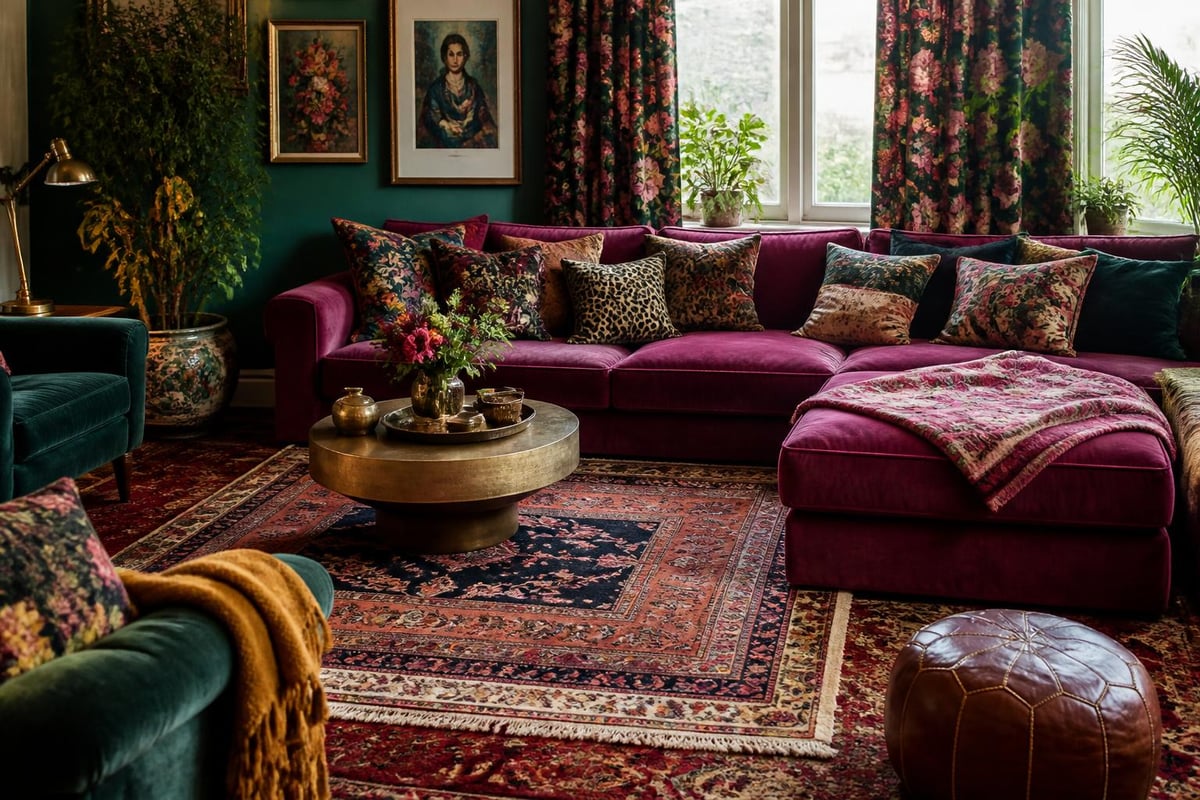 Textile layering in maximalist design