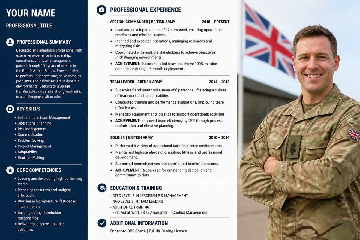 CV structure for veterans