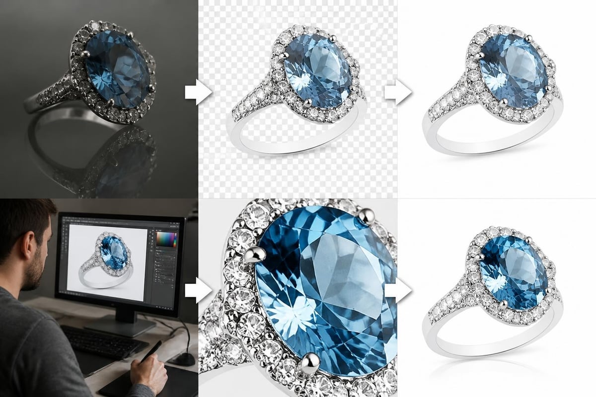 Professional jewelry retouching workflow