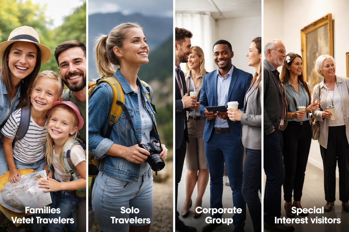 Tour guide adapting content for different audience types