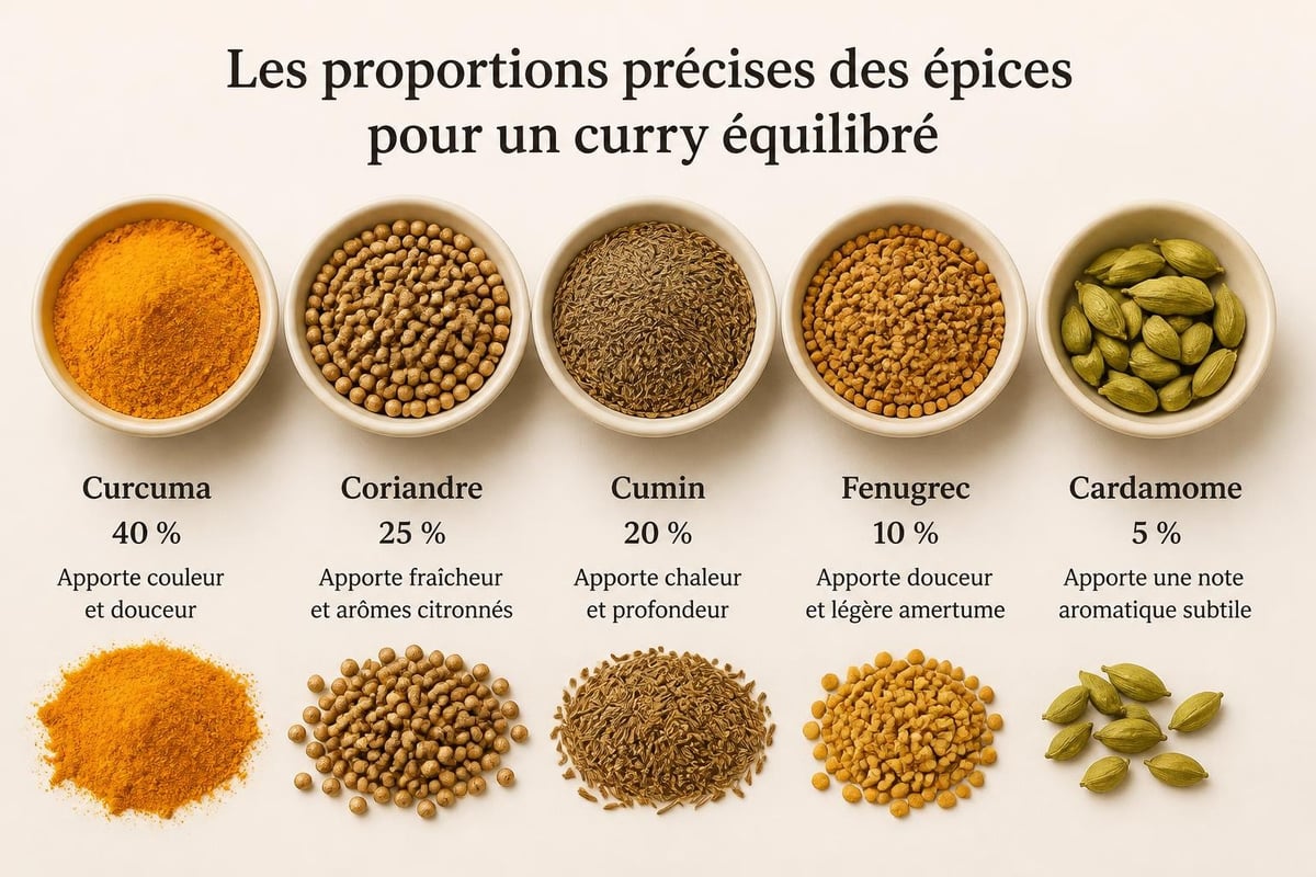 Composition des épices pour curry