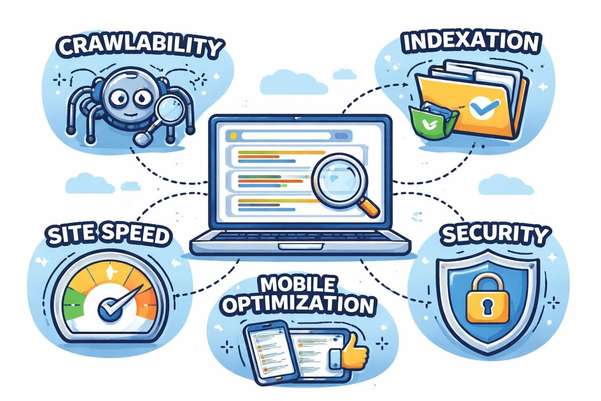 Technical SEO audit components diagram