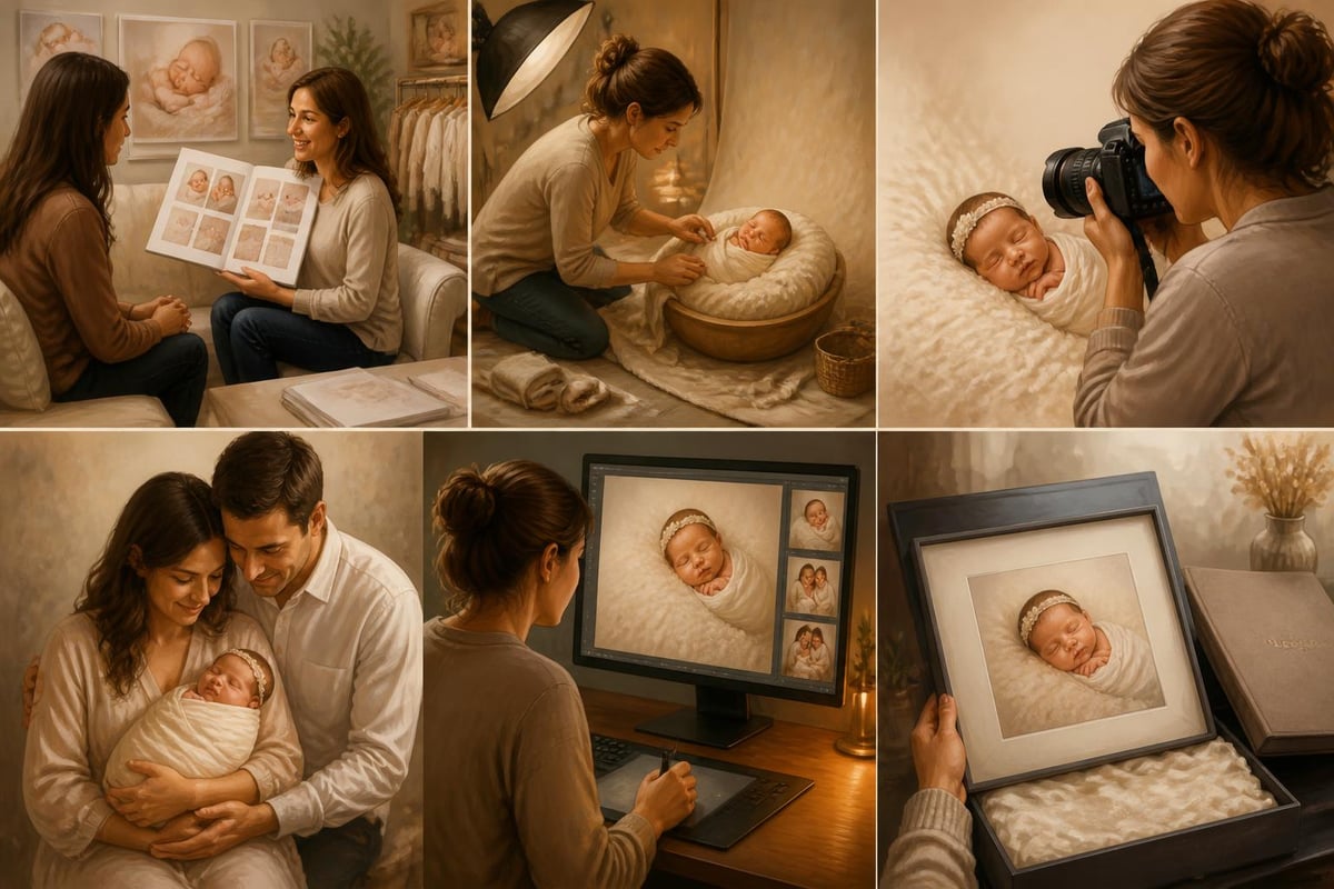 Professional photographer working with family
