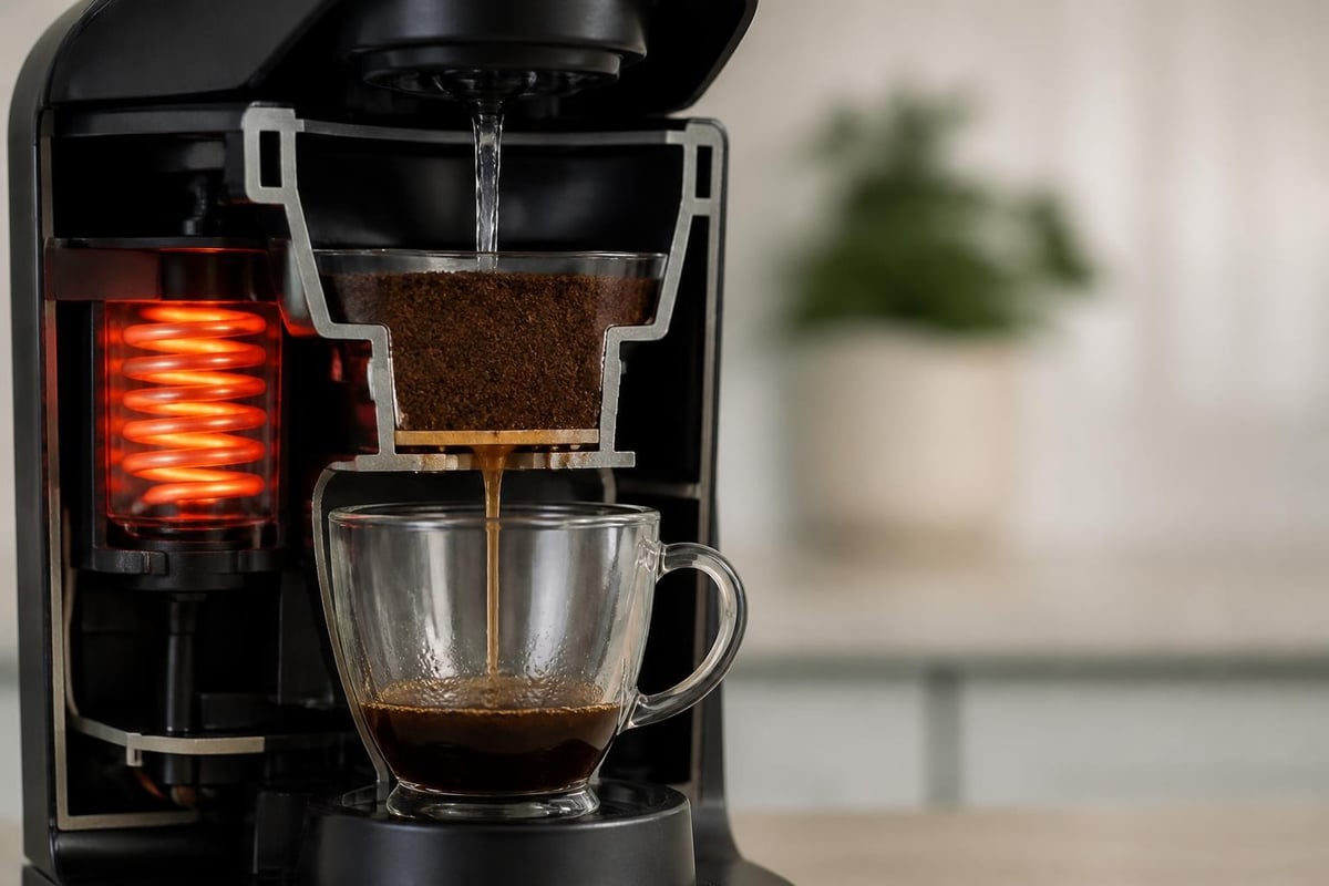 Single serve coffee brewing mechanism