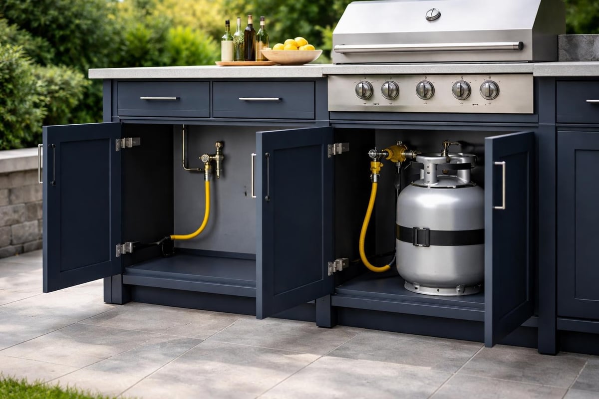 Outdoor kitchen fuel infrastructure
