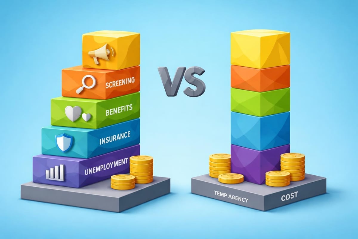 Cost comparison between direct hiring and temp agency staffing
