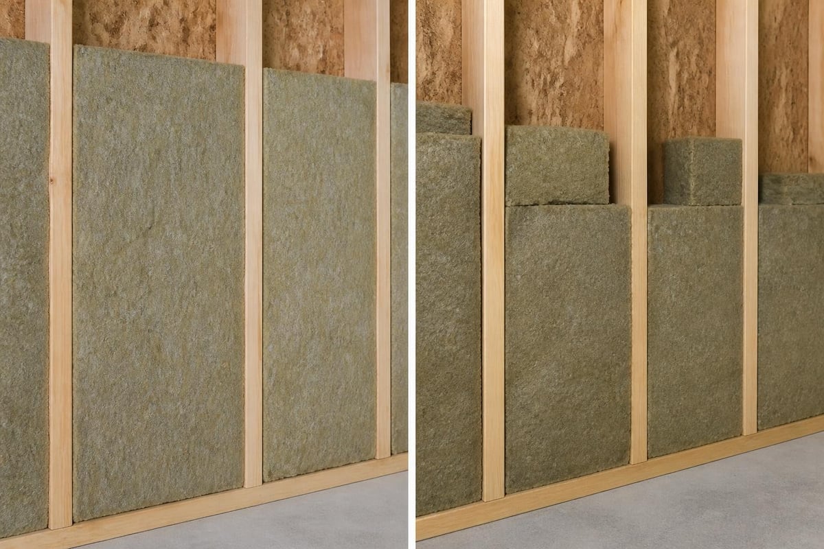Installation comparison of sound deadening batts