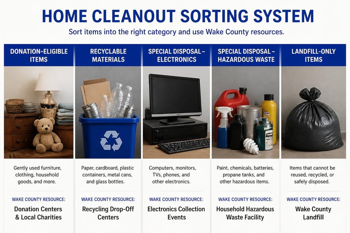 Donation and disposal categories for home cleanouts