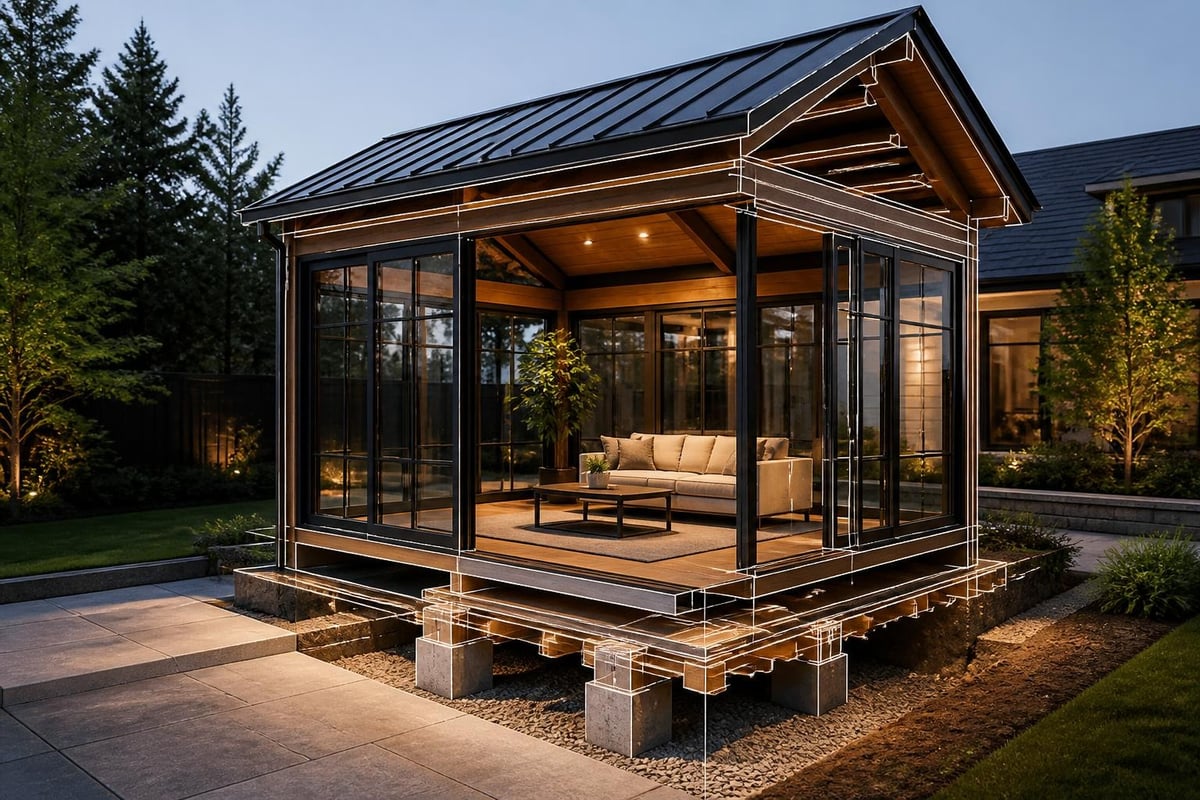 Enclosed gazebo design elements