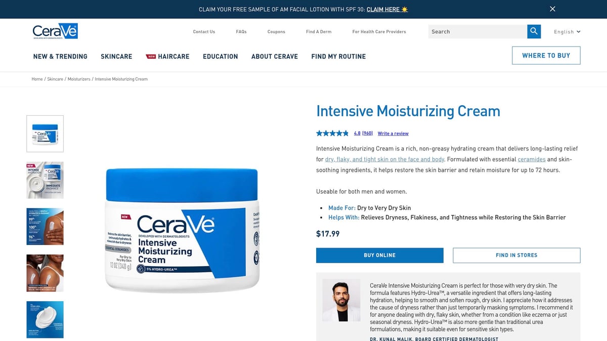 7 Must-Try New Skincare Products for 2025 - CeraVe Intensive Moisturizing Cream