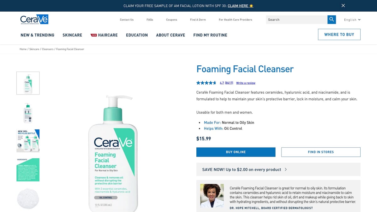 7 Must-Try New Skincare Products for 2025 - CeraVe Foaming Facial Cleanser
