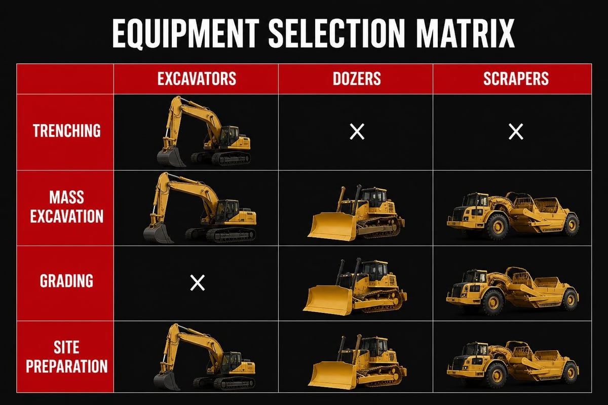 Excavation equipment comparison